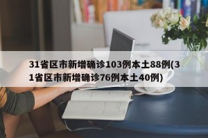 31省区市新增确诊103例本土88例(31省区市新增确诊76例本土40例)